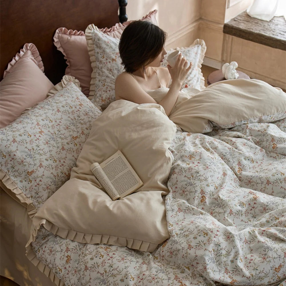 Dames Beddengoedset Vintage Bloemenprint 1