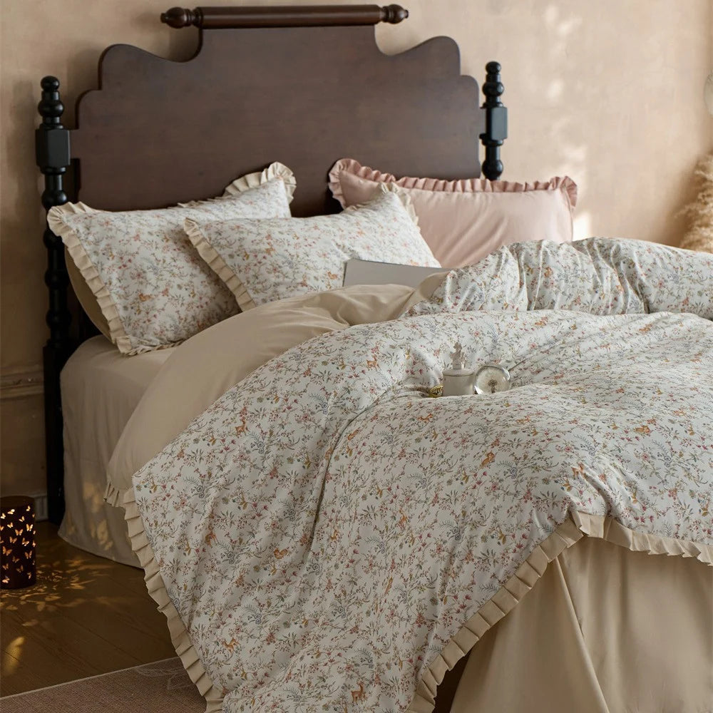 Dames Beddengoedset Vintage Bloemenprint 2