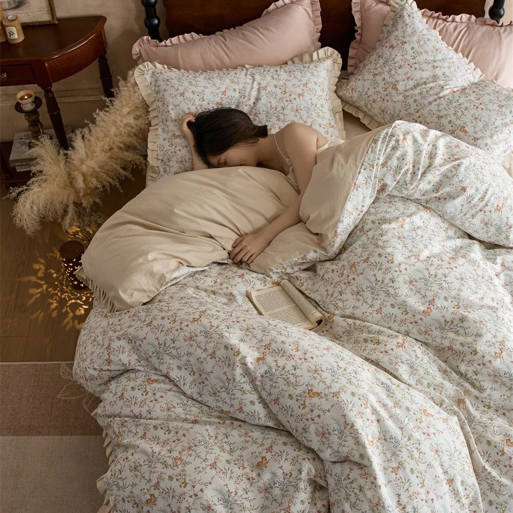 Dames Beddengoedset Vintage Bloemenprint 4