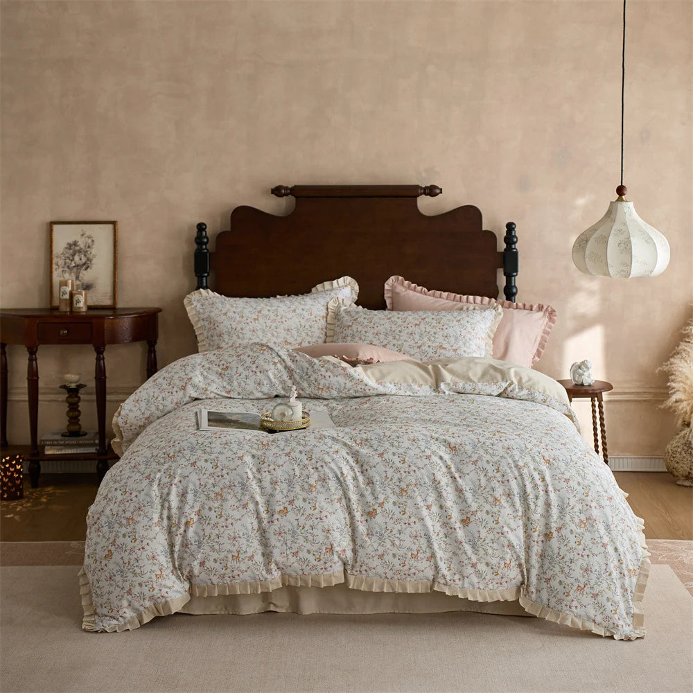 Dames Beddengoedset Vintage Bloemenprint 6