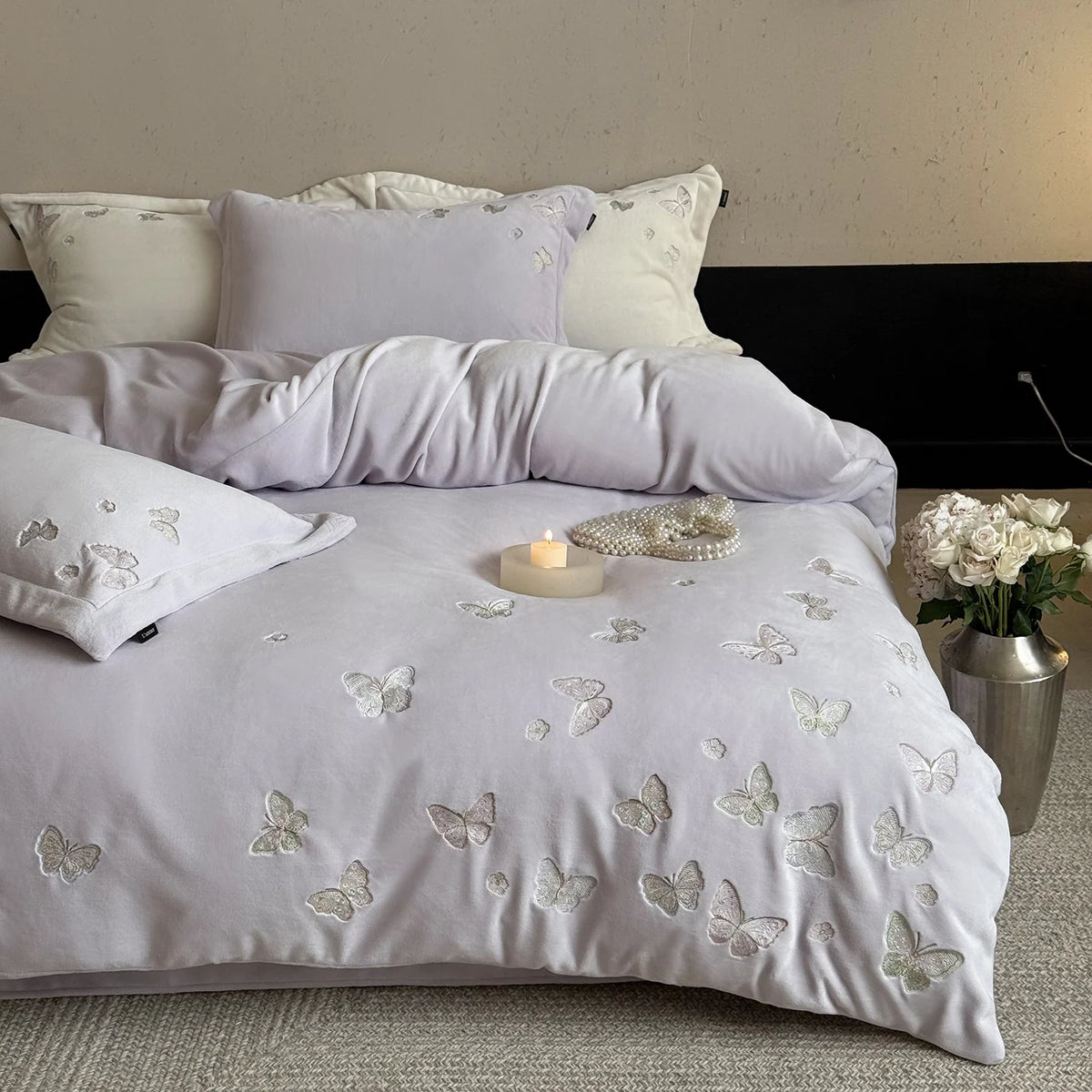 Dames Beddengoedset Vlinderborduurwerk Elegant 8
