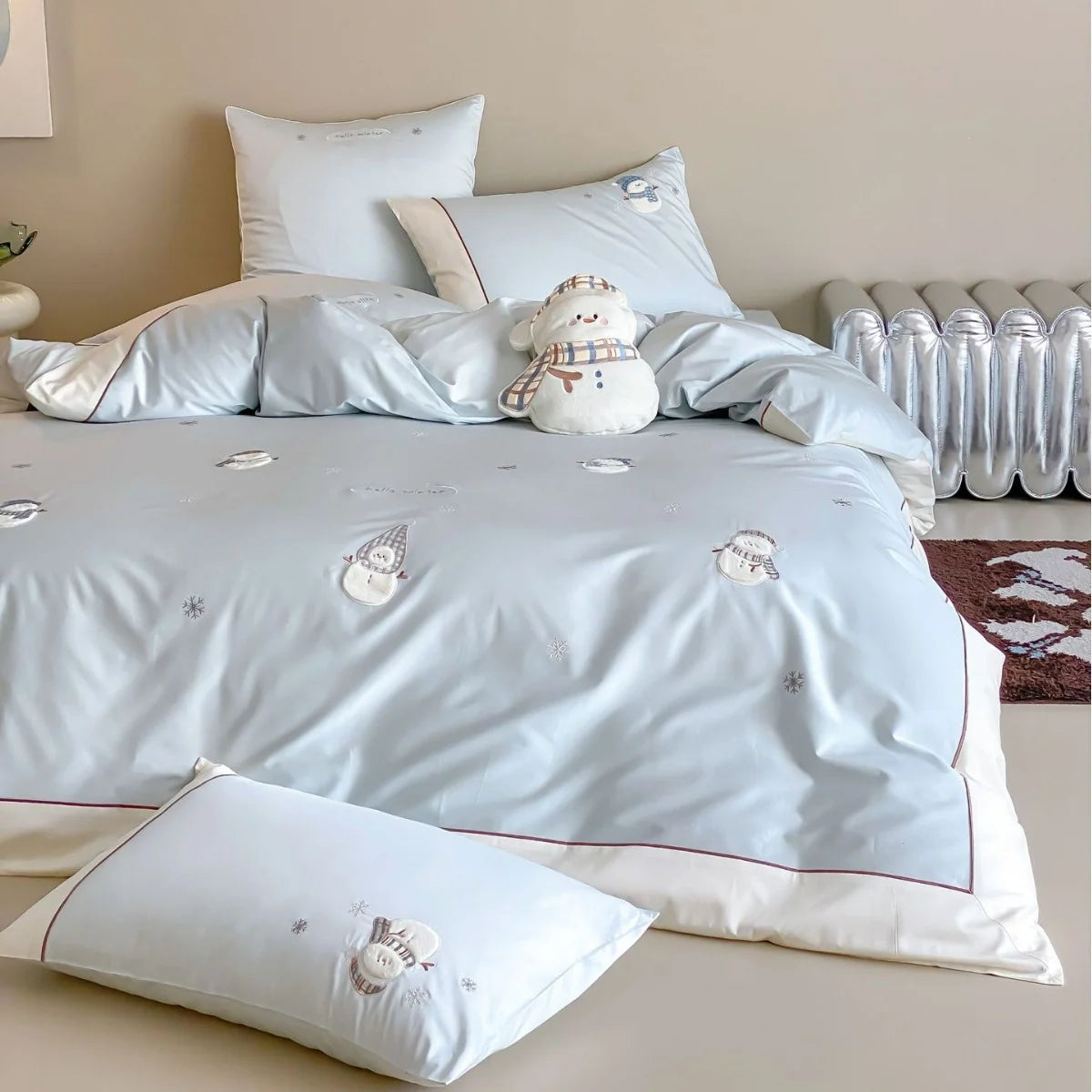 Dames Beddengoedset Winterse Sneeuwpopdetails 0