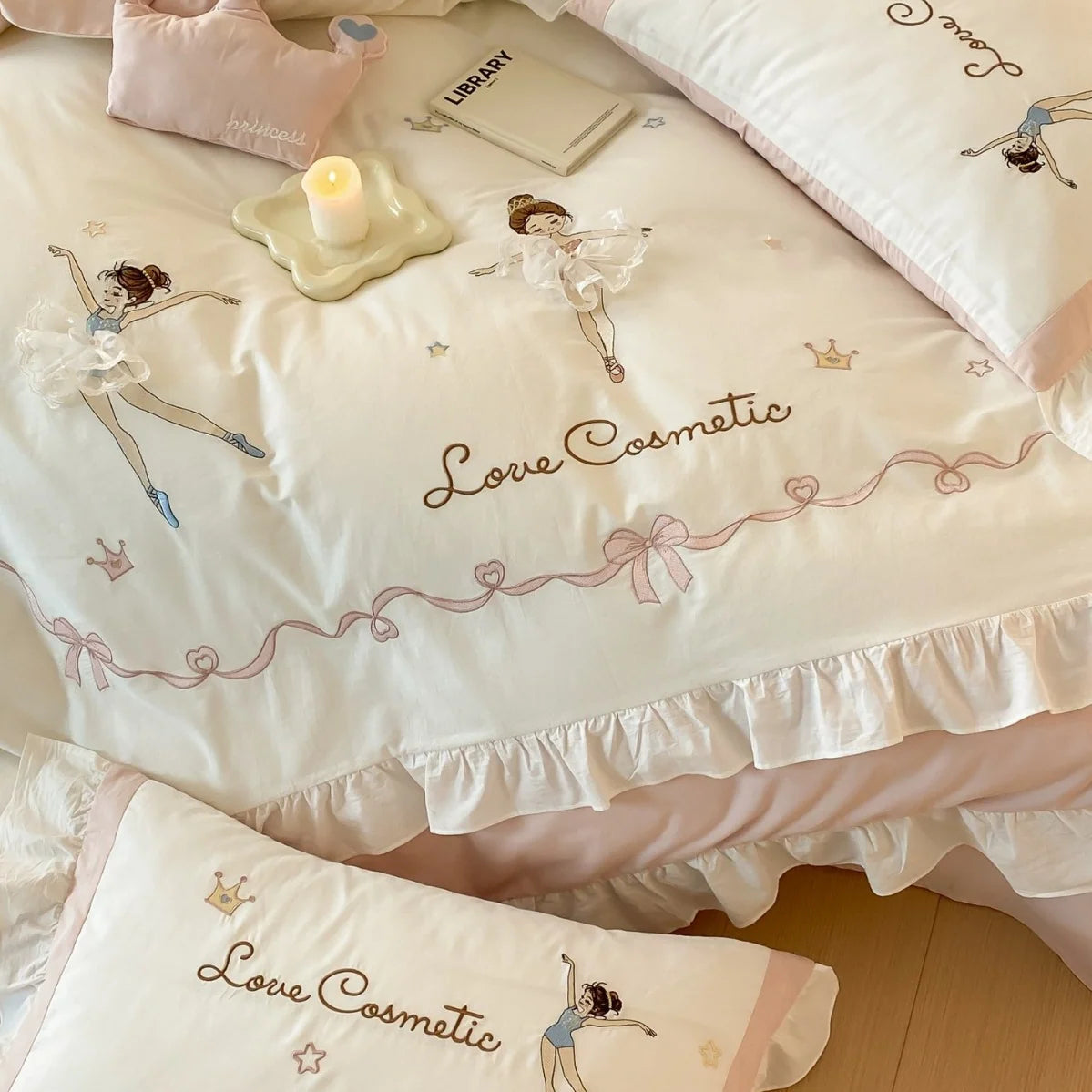 Dames Beddenset Ballerina Print Met Ruches 3
