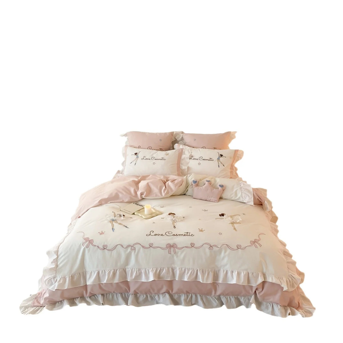 Dames Beddenset Ballerina Print Met Ruches 5