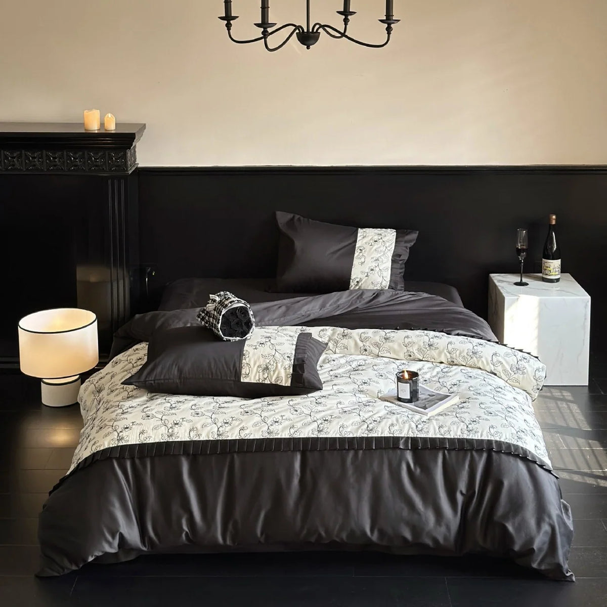Dames Beddenset Met Bloemenrand Gewatteerde Plaid 0