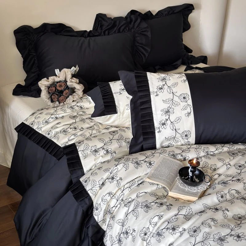 Dames Beddenset Met Bloemenrand Gewatteerde Plaid 1