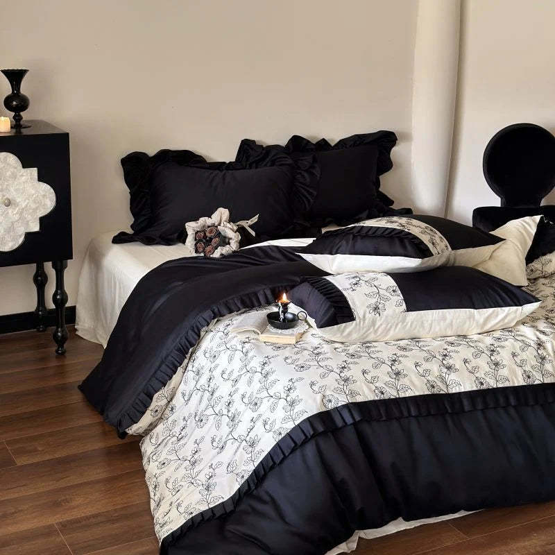 Dames Beddenset Met Bloemenrand Gewatteerde Plaid 2