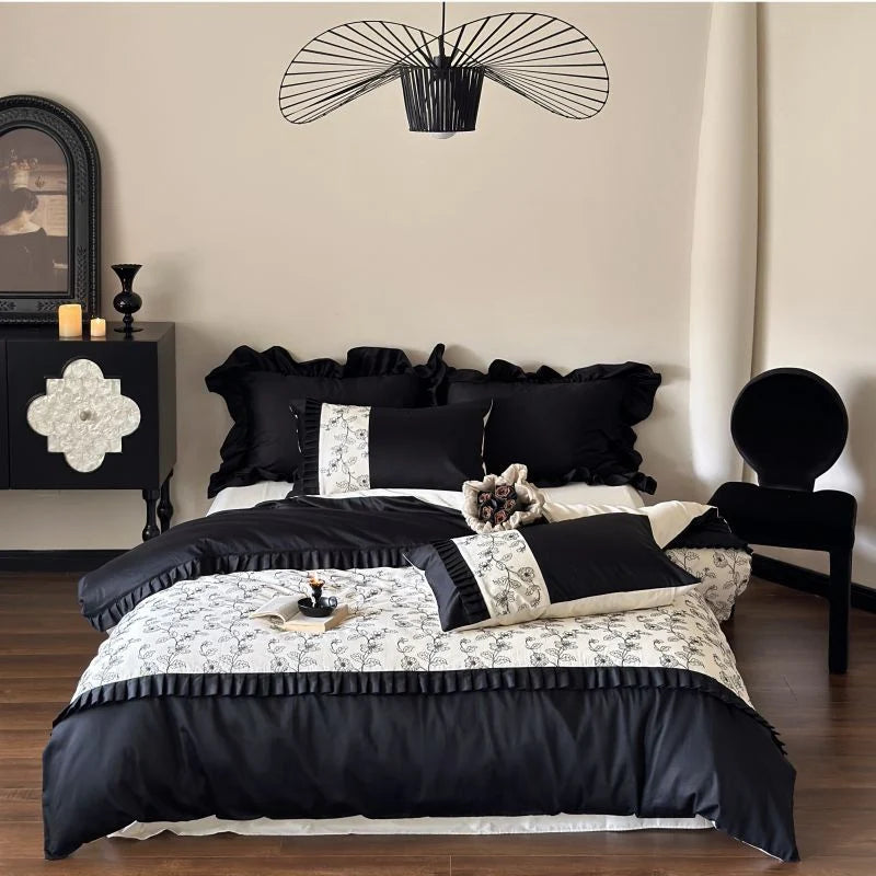 Dames Beddenset Met Bloemenrand Gewatteerde Plaid 6