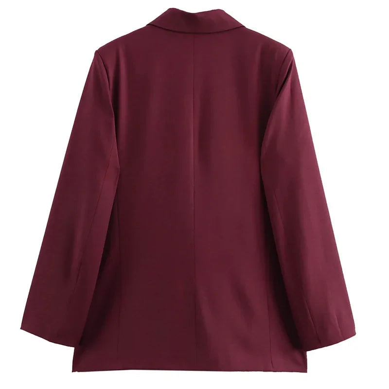 Dames Blazer met Dubbele Knopen en Lapen Kraag 4