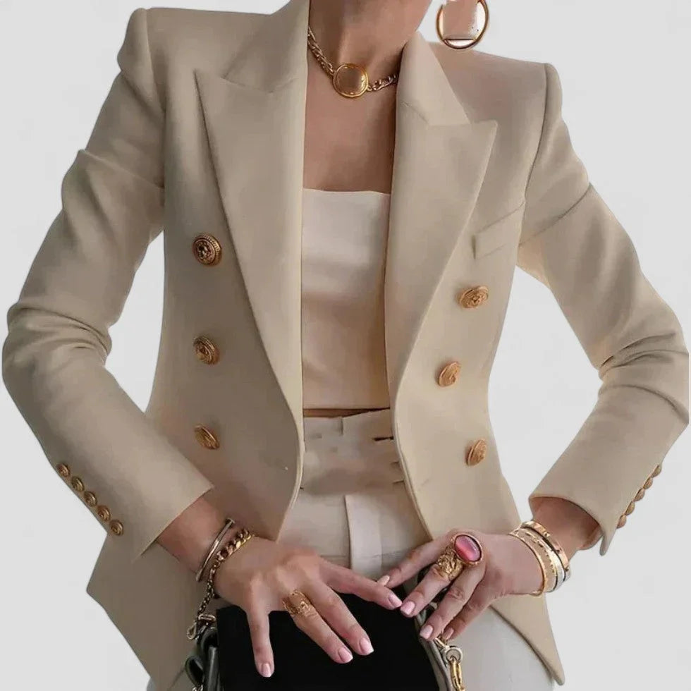 Dames Blazer met Dubbele Rij Knopen en Luxe Accenten 4