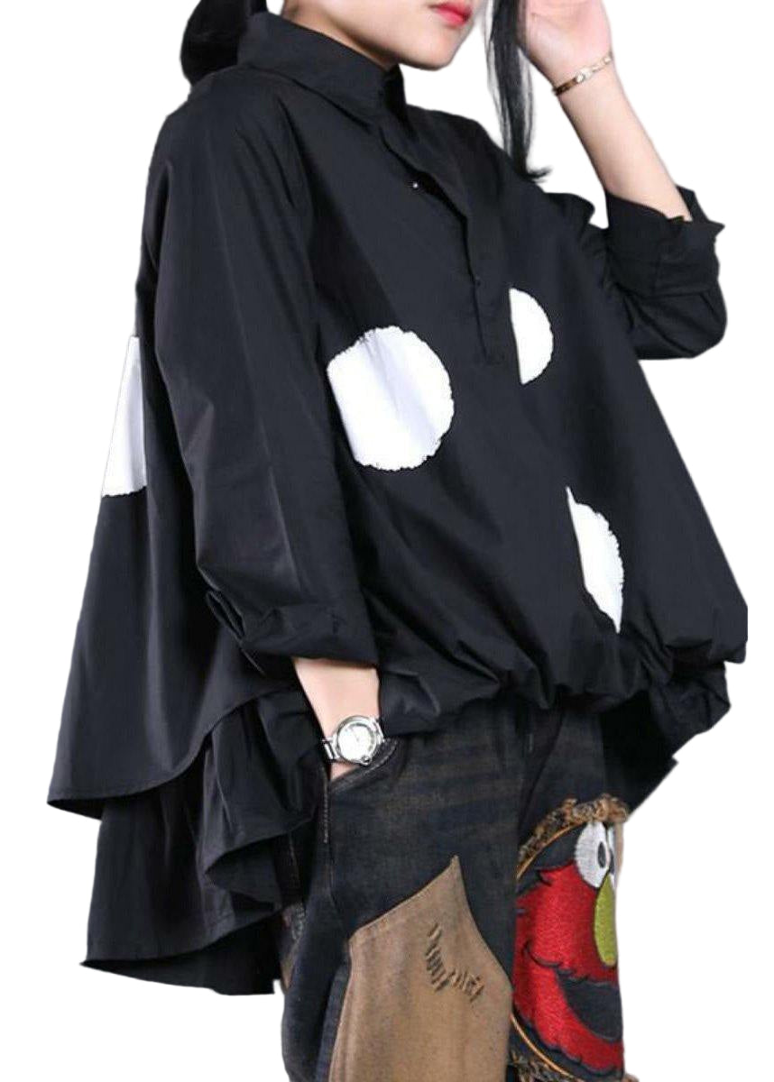 Dames Blouse Asymmetrisch Gestippeld Trendy 1