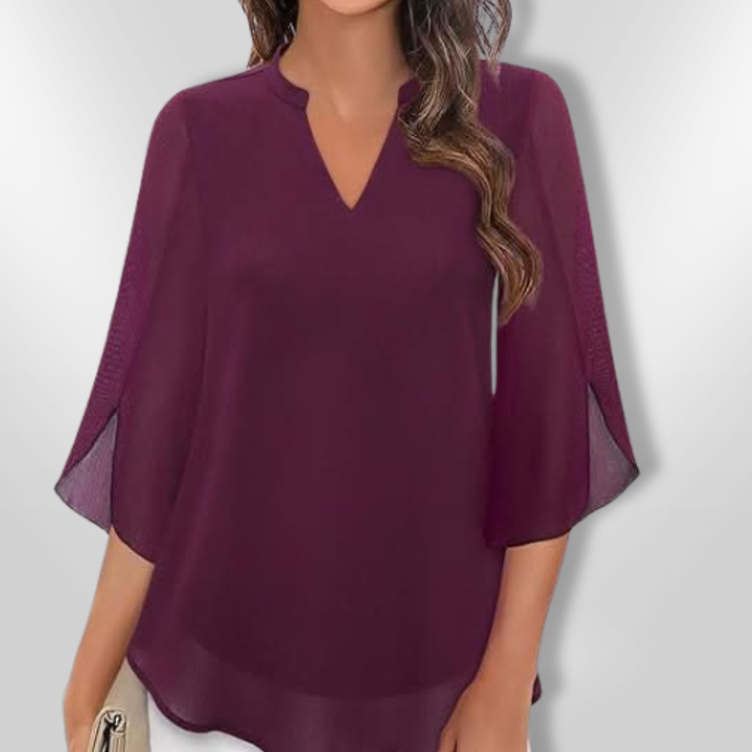 Dames Blouse Chic V-Hals Luchtig Gelaagd Lichtgewicht Stof 1