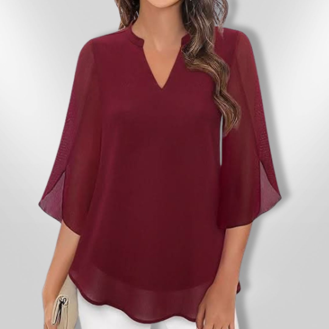 Dames Blouse Chic V-Hals Luchtig Gelaagd Lichtgewicht Stof 3