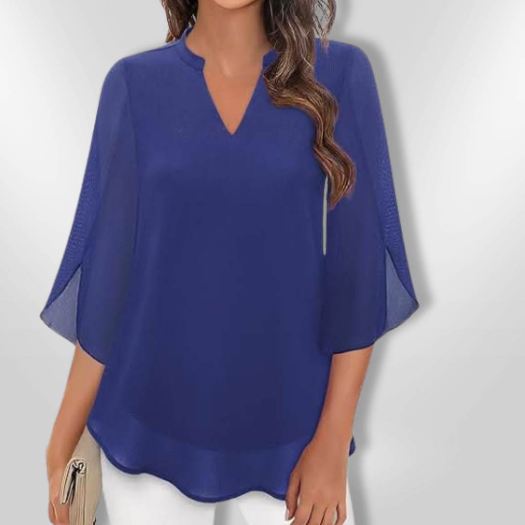 Dames Blouse Chic V-Hals Luchtig Gelaagd Lichtgewicht Stof 5
