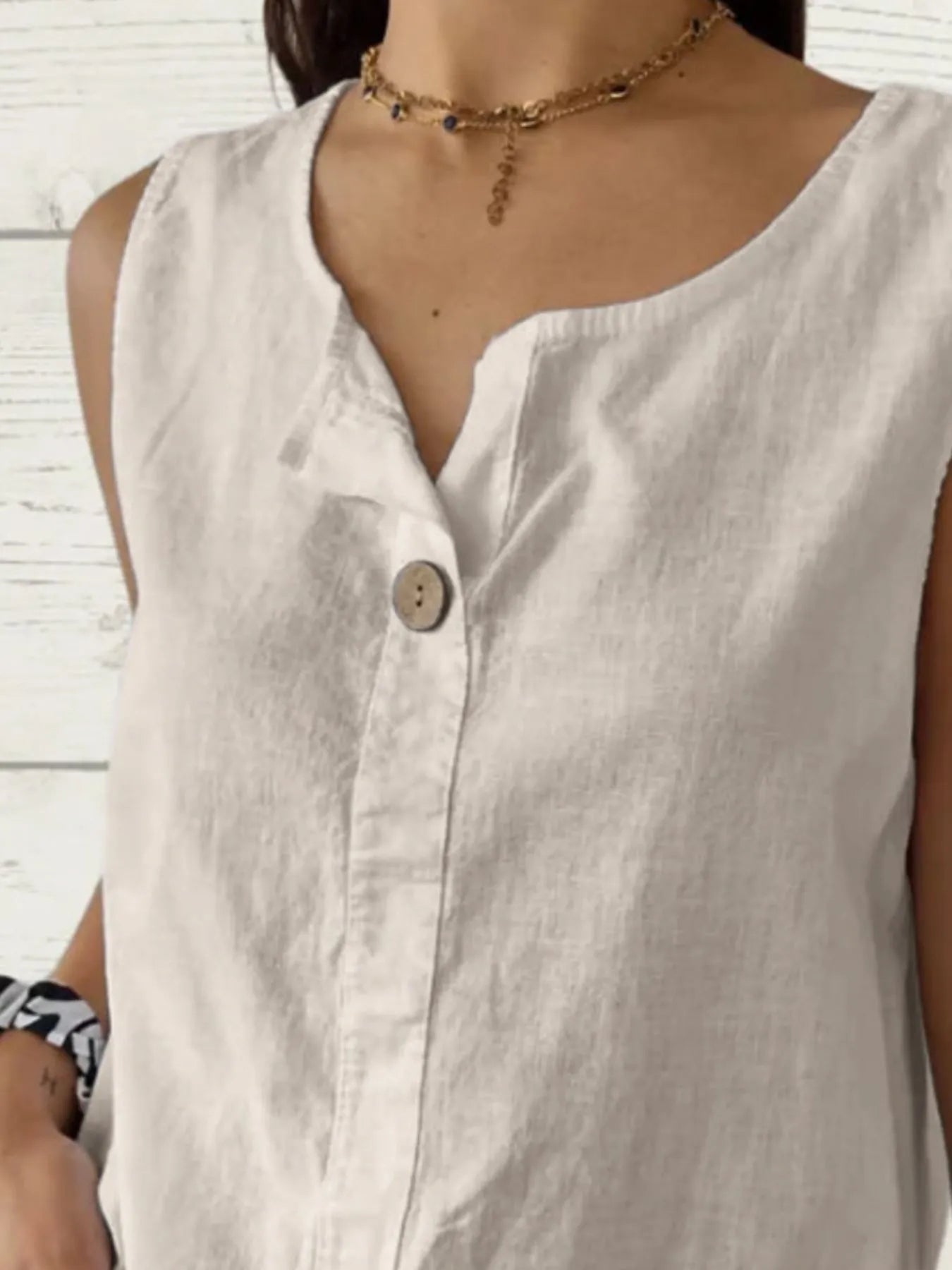 Dames Blouse Mouwloos Casual Linnenstijl Ademend 100% Polyester 1