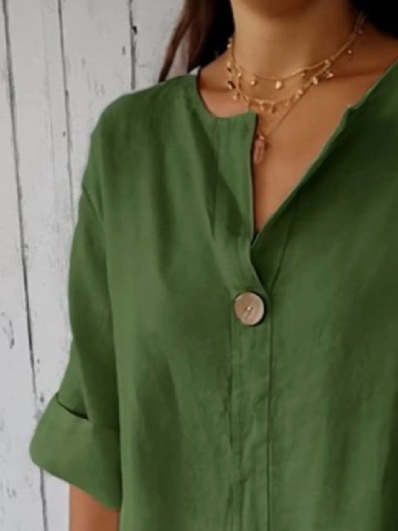 Dames Blouse Notch Kraag Ademend Linnenmix 7
