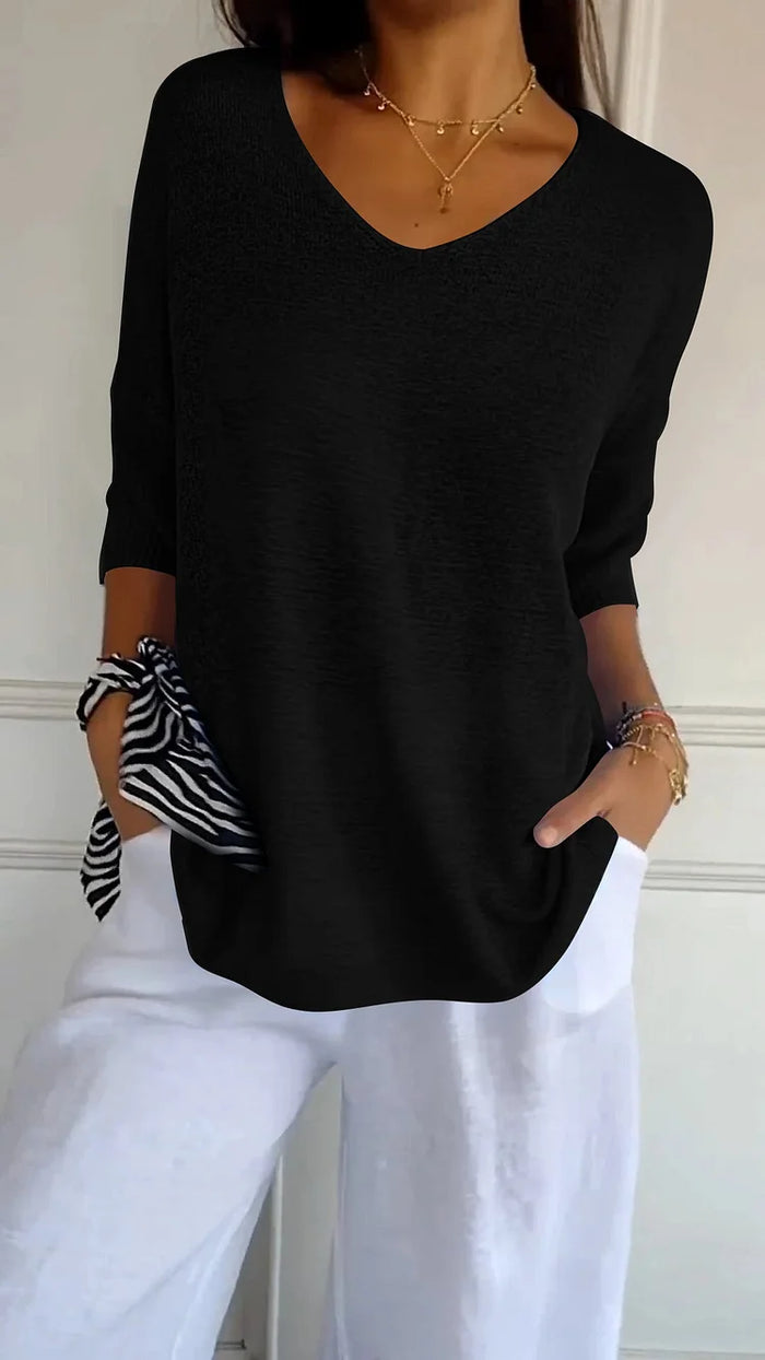 Dames Blouse V-Hals Zacht Breiwerk Casual Top 5