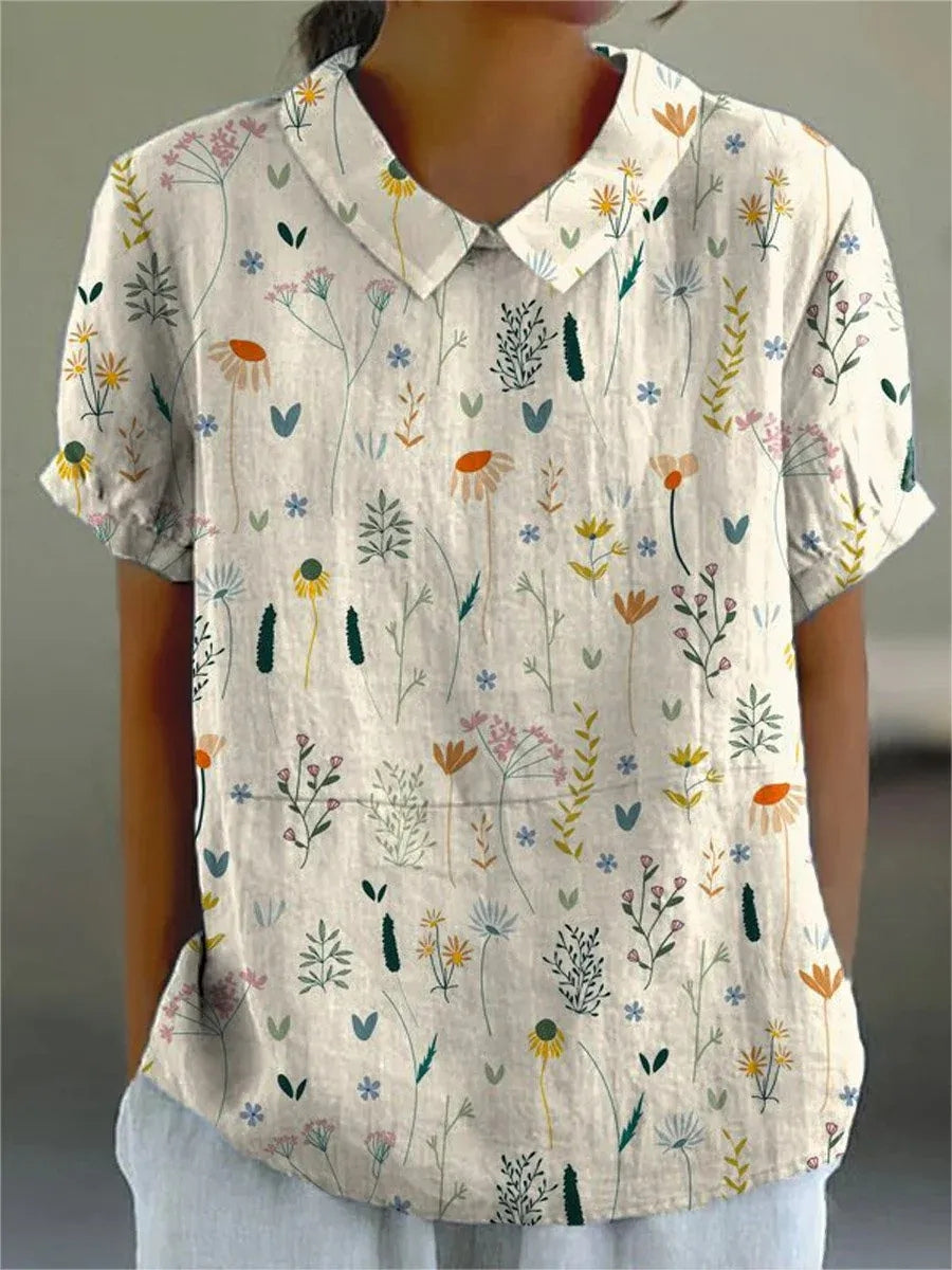 Dames Blouse met Wildbloemenprint en Pasteltinten 1
