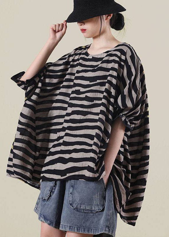Dames Boho Shirt met O-hals en Halve Mouwen 0