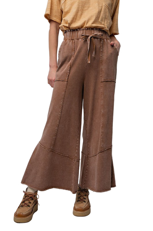 Dames Brede Pantalon Van Terry Knit Mineral Wash 0