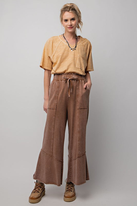 Dames Brede Pantalon Van Terry Knit Mineral Wash 1