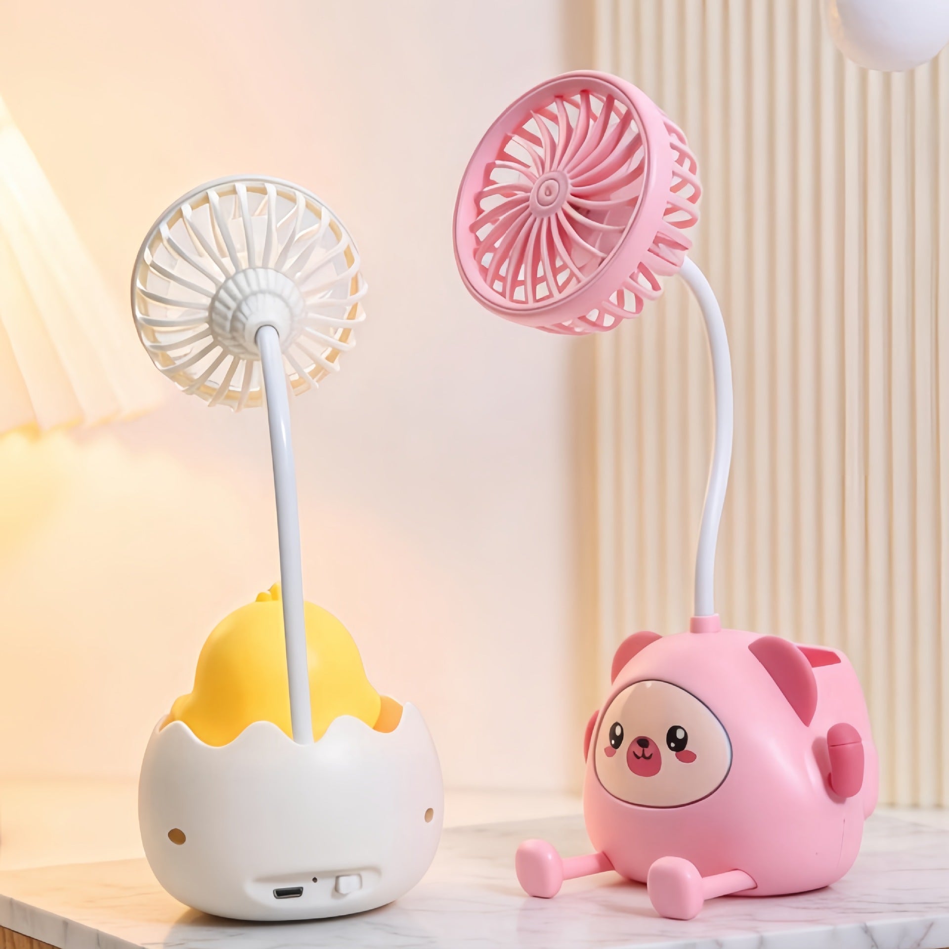 Dames Bureaulamp met Ventilator en Charmant Eendmotief, Instelbare Verlichting voor Thuiswerkplek 4