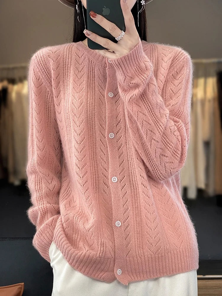 Dames Cardigan Casual 100% Rambouillet Wol 2
