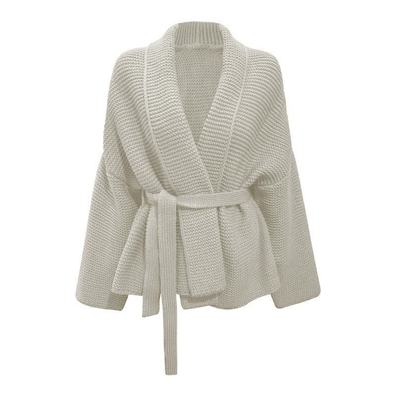 Dames Cardigan Chunky Knit Met Tailleband 1