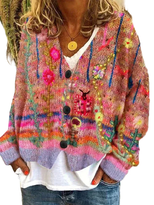 Dames Cardigan Oversized Chunky Breiwerk Met Opvallend Patroon 1