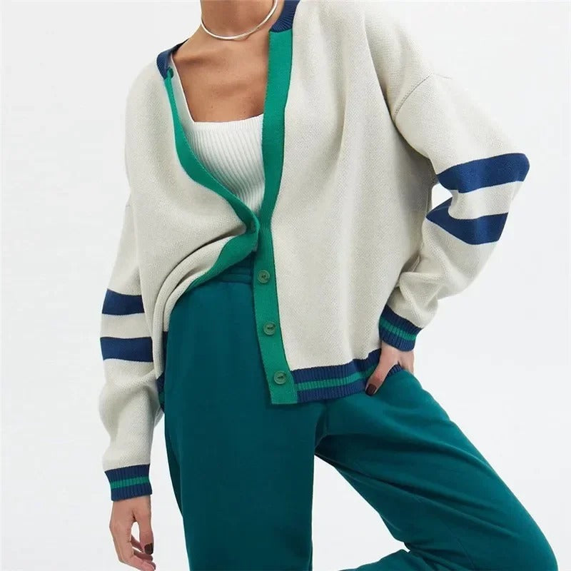 Dames Cardigan V-Hals Gebreid Acryl Losse Pasvorm 4