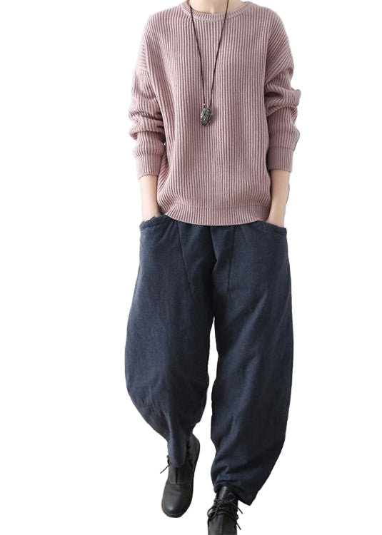 Dames Casual Oversized Broek Donkerblauw 0