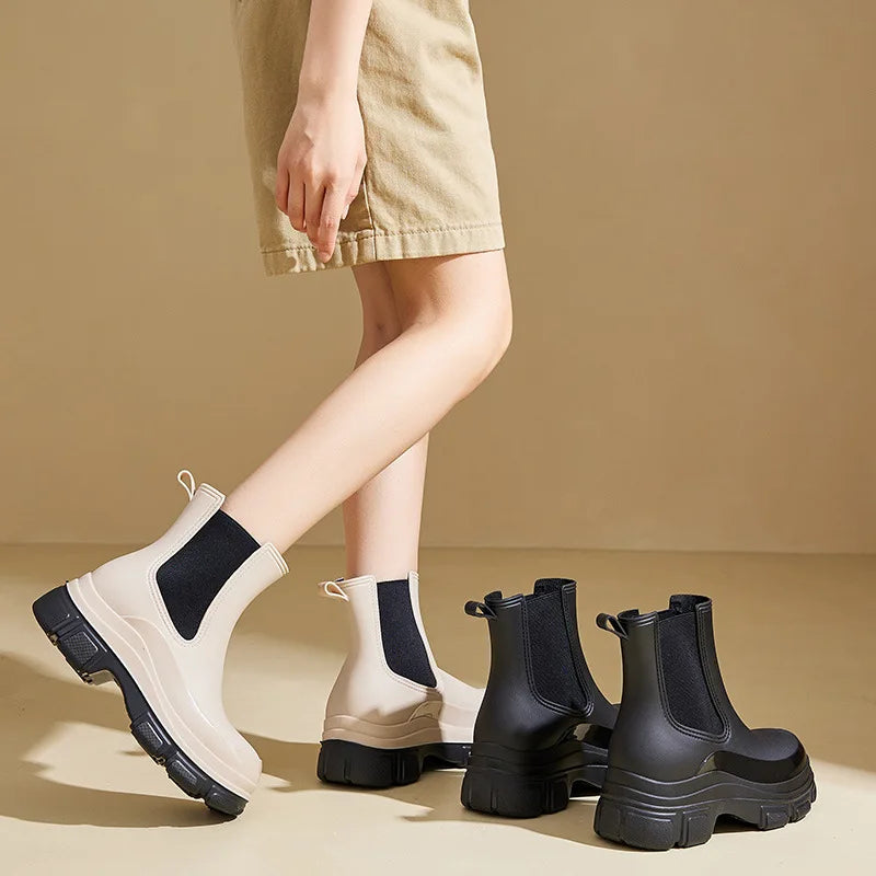 Dames Chelsea Boots Waterdicht met Slipbestendige Chunky Zool 2