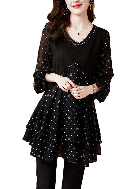 Dames Chiffon Top met V-hals en Gelaagd Ontwerp 2