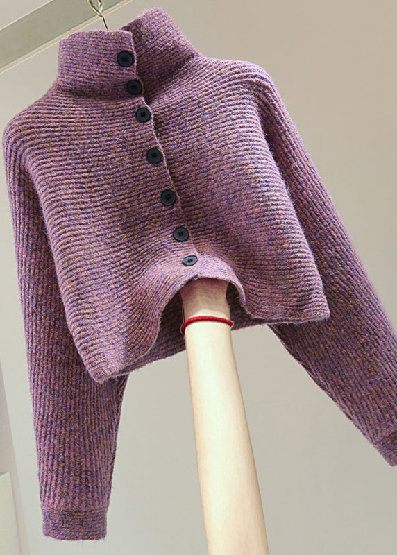Dames Coltrui Met Knoop en Vleermuismouwen, Trendy Gebreid Design 1