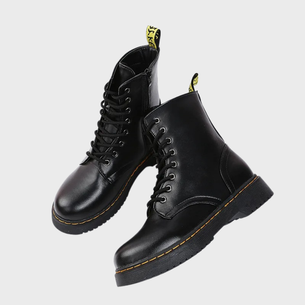 Dames Combat Boots met Veters en Zijrits 2