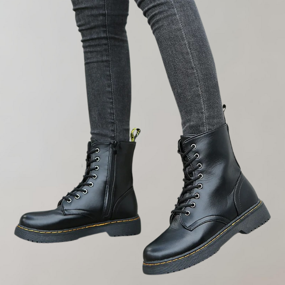 Dames Combat Boots met Veters en Zijrits 4