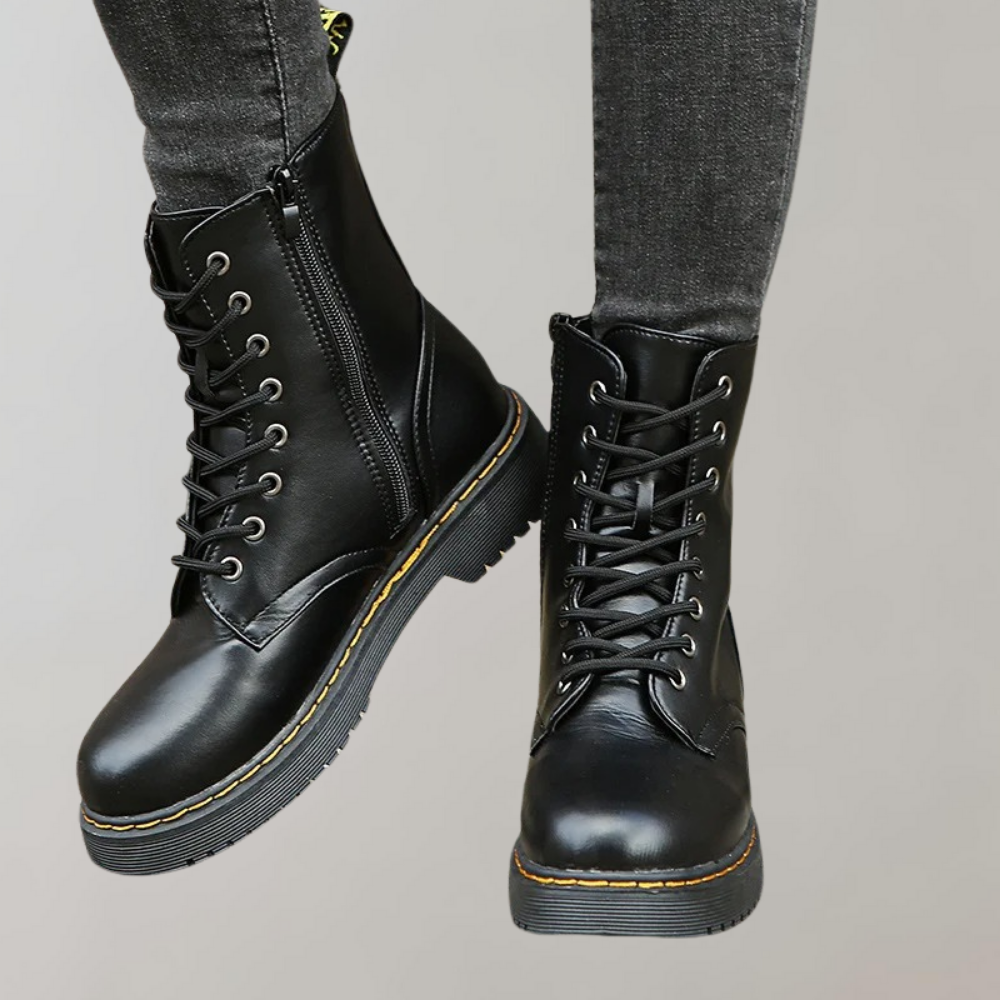 Dames Combat Boots met Veters en Zijrits 5