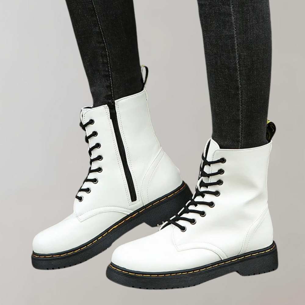 Dames Combat Boots met Veters en Zijrits 7