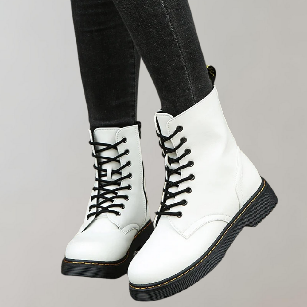 Dames Combat Boots met Veters en Zijrits 8
