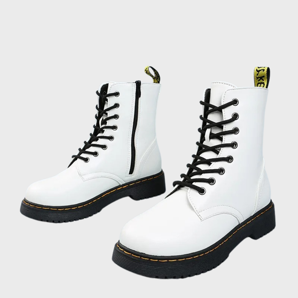 Dames Combat Boots met Veters en Zijrits 9