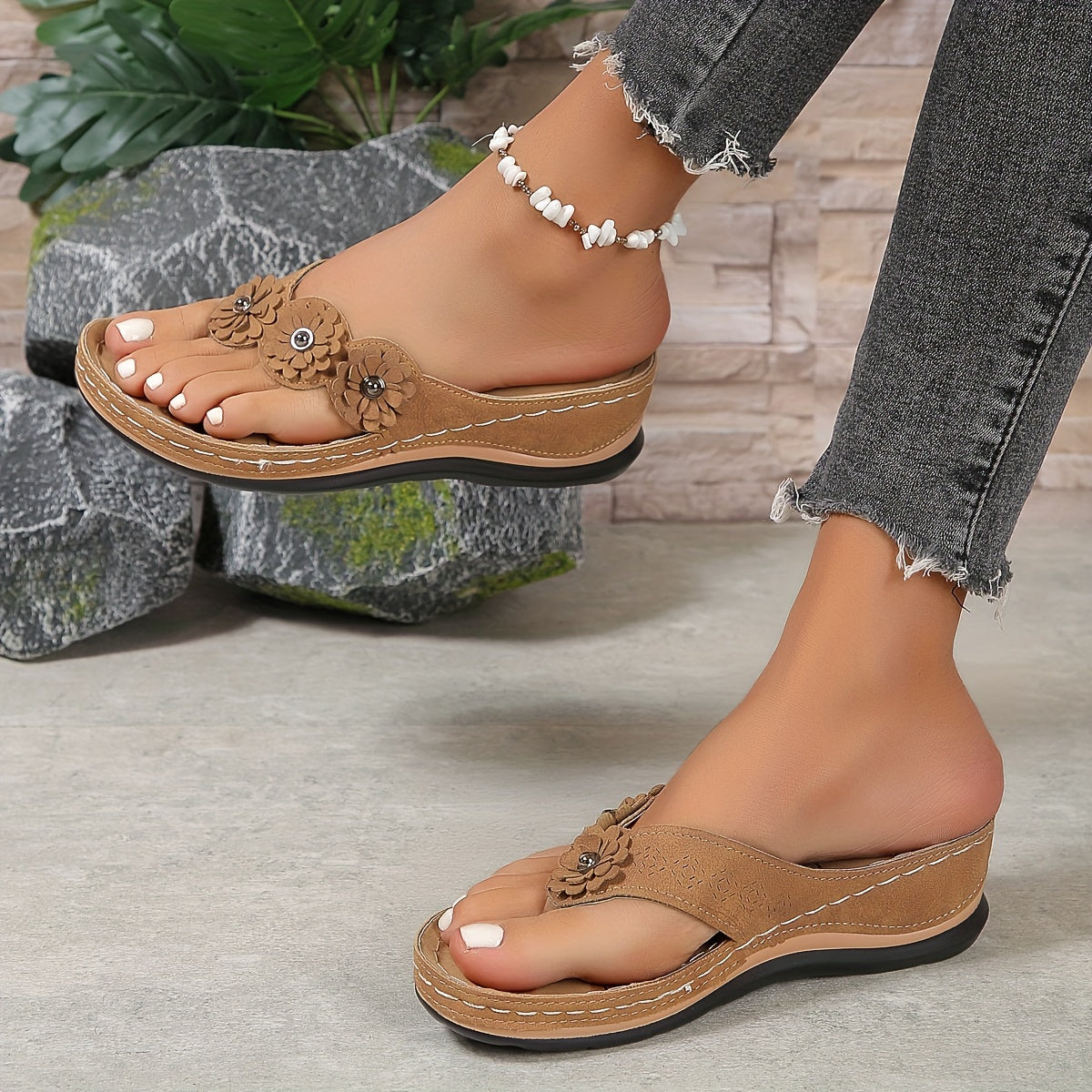 Dames Comfort Sandalen Open Teen Vegan Leer 1