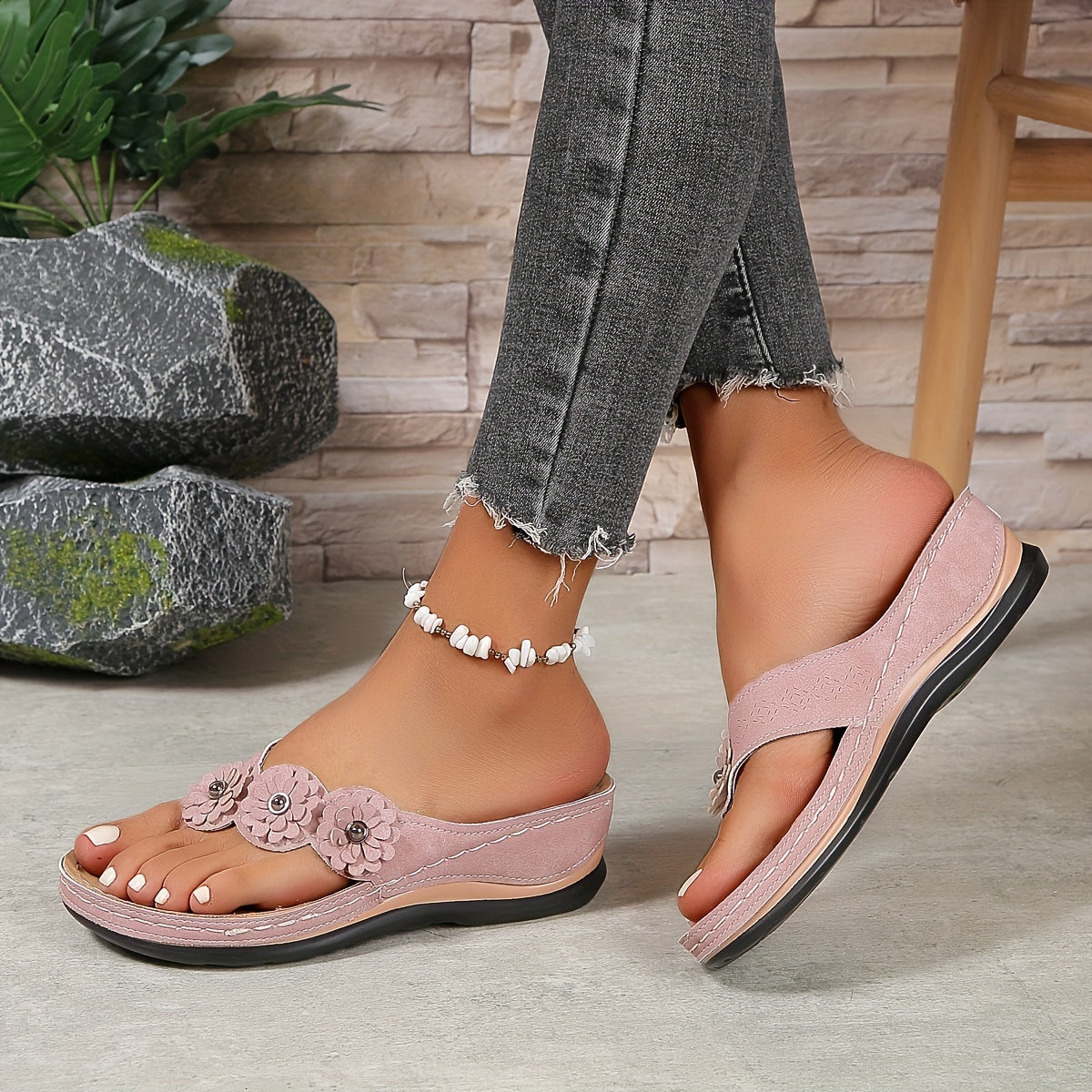 Dames Comfort Sandalen Open Teen Vegan Leer 4