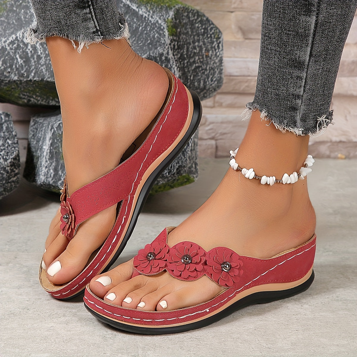 Dames Comfort Sandalen Open Teen Vegan Leer 6