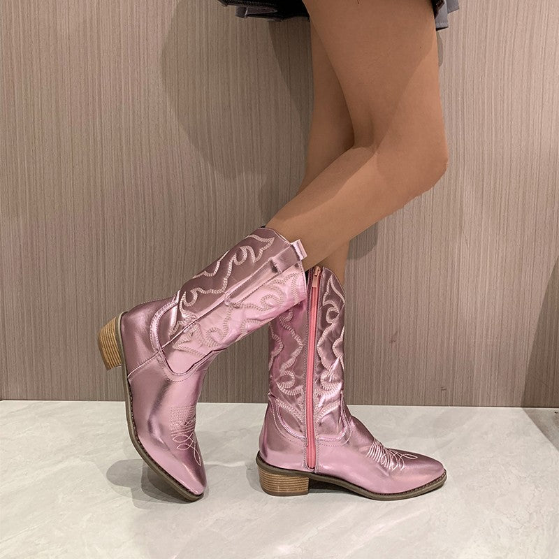 Dames Cowboylaarzen Metallic Stijl Modieuze Laarzen 2