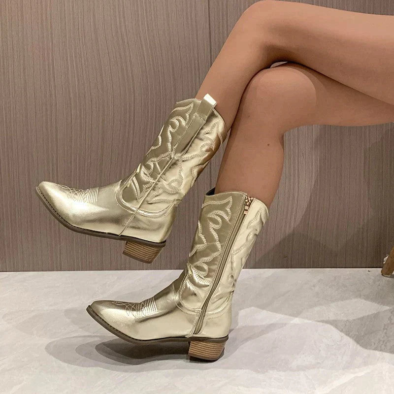 Dames Cowboylaarzen Metallic Stijl Modieuze Laarzen 4