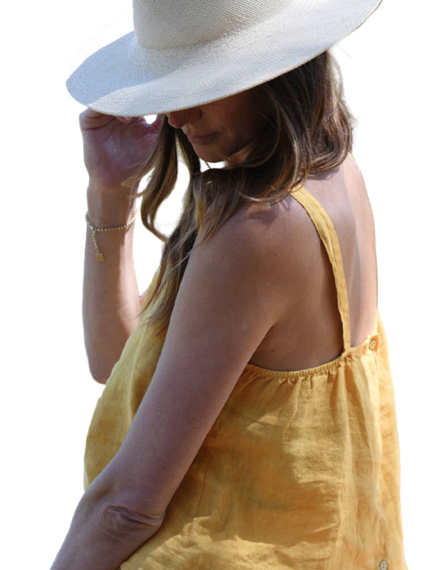 Dames Cropped Top Retro Linnen Halter voor Vakantie 7