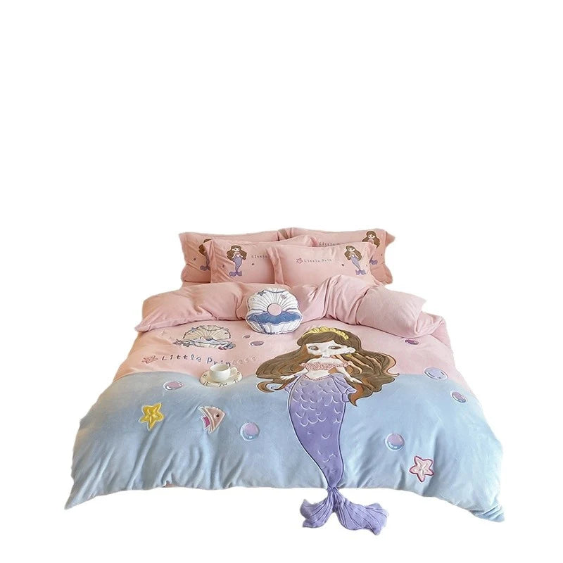 Dames Dekbedovertrekset Cartoon Zeemeermin Speels Design 5