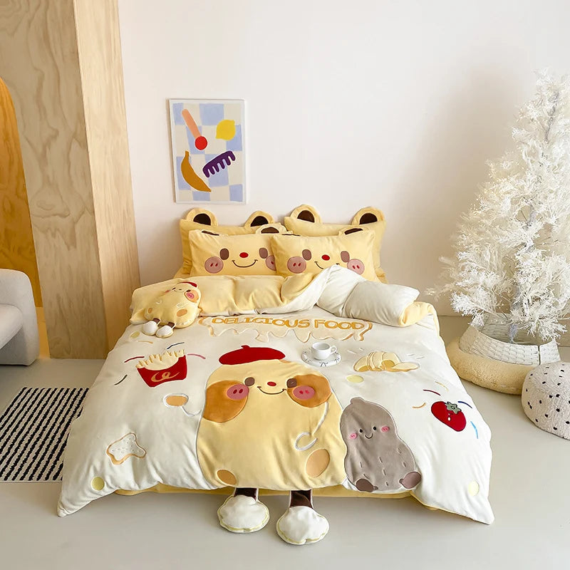 Dames Dekbedovertrekset Cartoon Zeemeermin Speels Design 8
