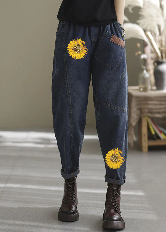 Dames Denim Broek met Elastische Taille en Zakken 5