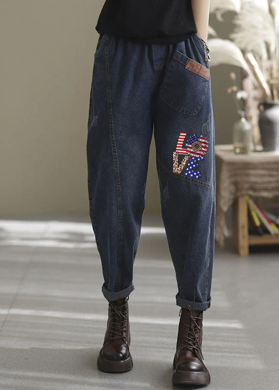 Dames Denim Broek met Elastische Taille en Zakken 6